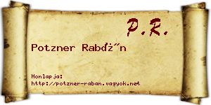 Potzner Rabán névjegykártya